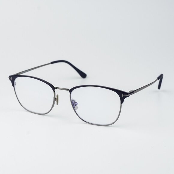 NEW Tom Ford FT5750-B 091 Blue Silver Blue Block Unisex Square Eyeglasses 54mm - Picture 2 of 9